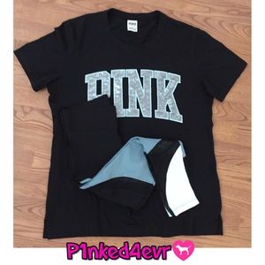 VS PINK Set Bling Campus Tee/Ultimate Leggings